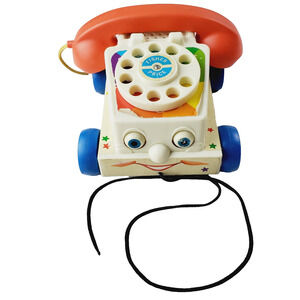Vintage Cute 🔥Fisher Price Chatter Telephone ROTARY PHONE w/ pull string ⚡🚚